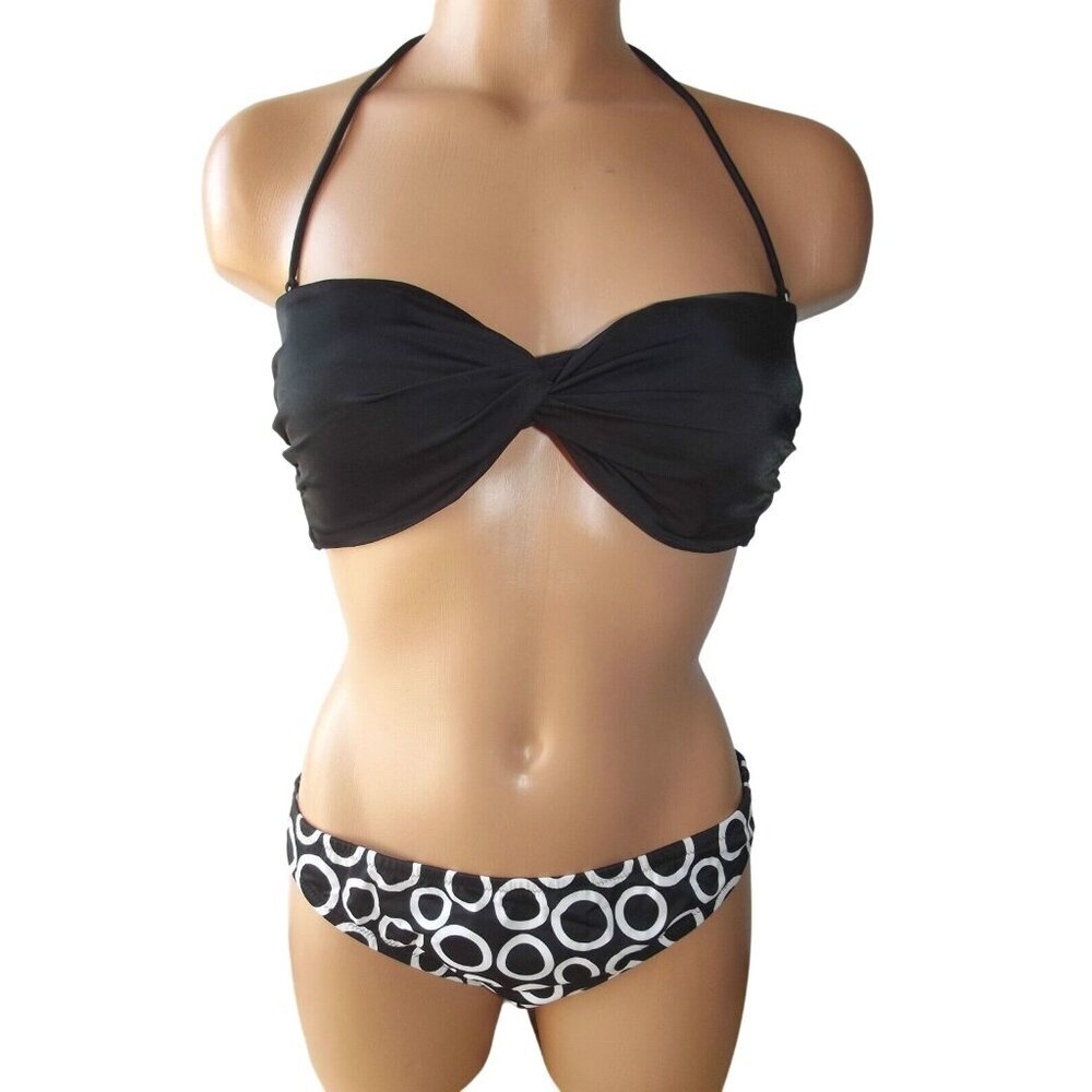 VICTORIA'S SECRET BLACK WHITE 2 PIECES SWIMSUIT XSMALL NEW